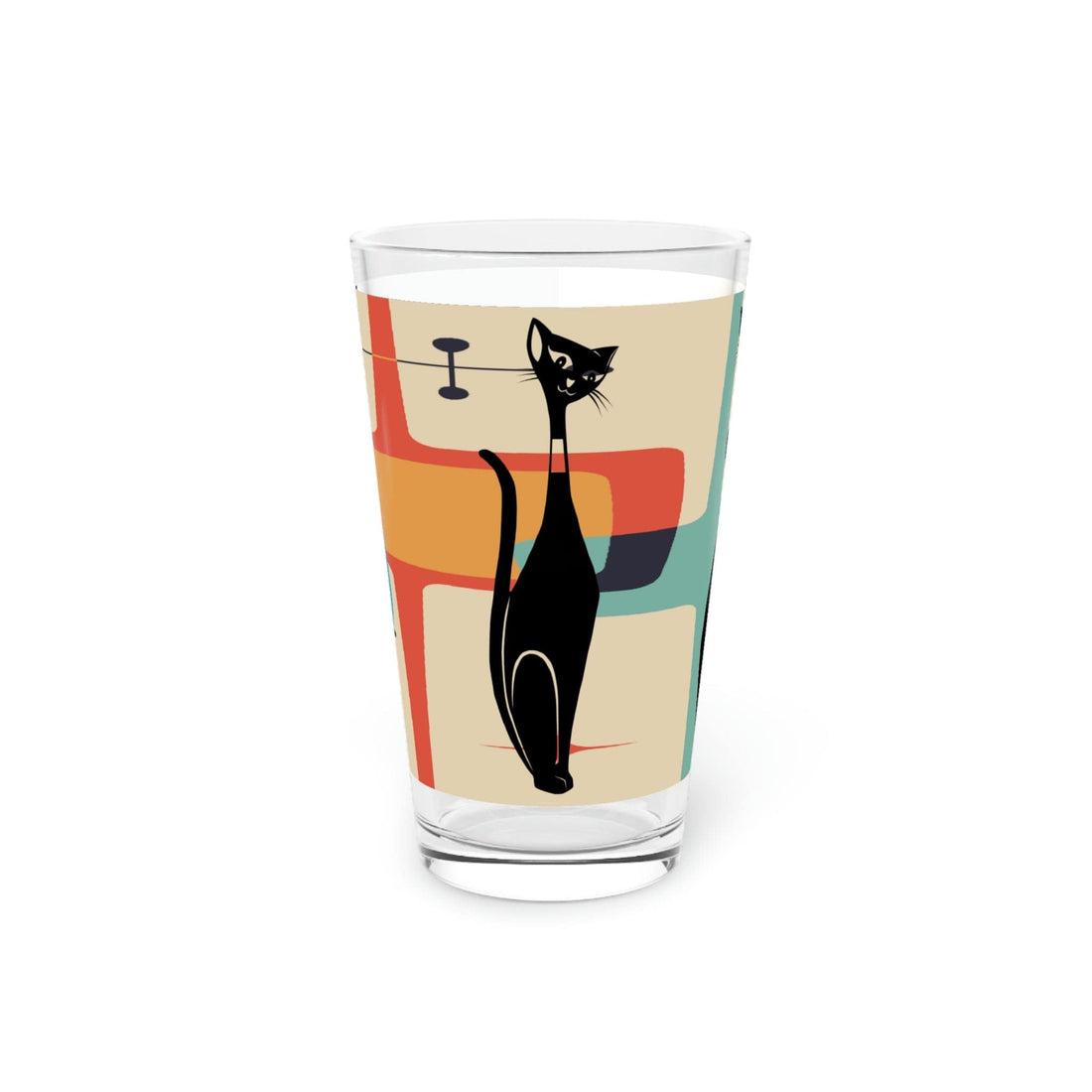 Kate McEnroe New York Atomic Kitschy Cat Pint Glass, 16oz Mid Century Modern Geometric Starburst Beer Glass, Retro Shaker Glass, Beer Glassware GiftsBeer Glasses25583201968219499875