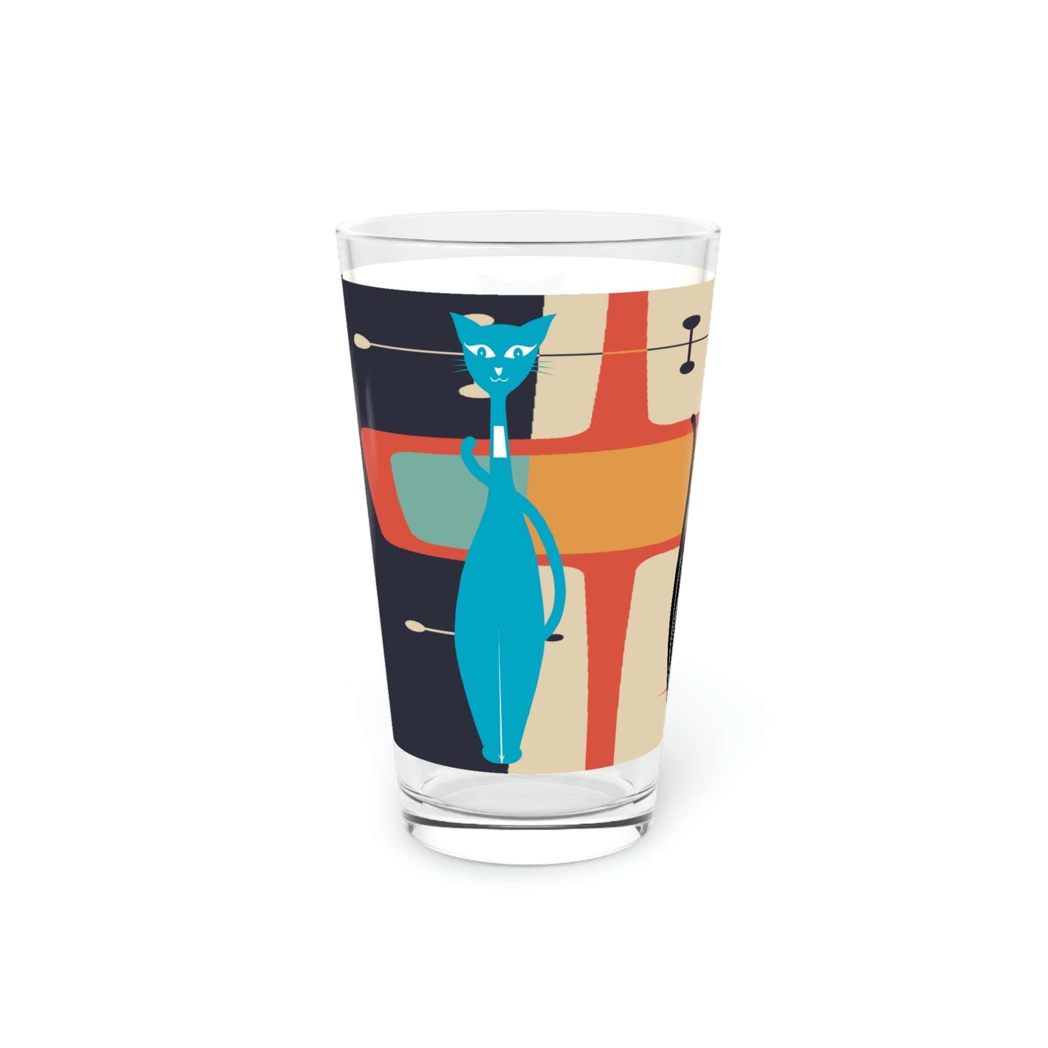 Kate McEnroe New York Atomic Kitschy Cat Pint Glass, 16oz Mid Century Modern Geometric Starburst Beer Glass, Retro Shaker Glass, Beer Glassware GiftsBeer Glasses25583201968219499875