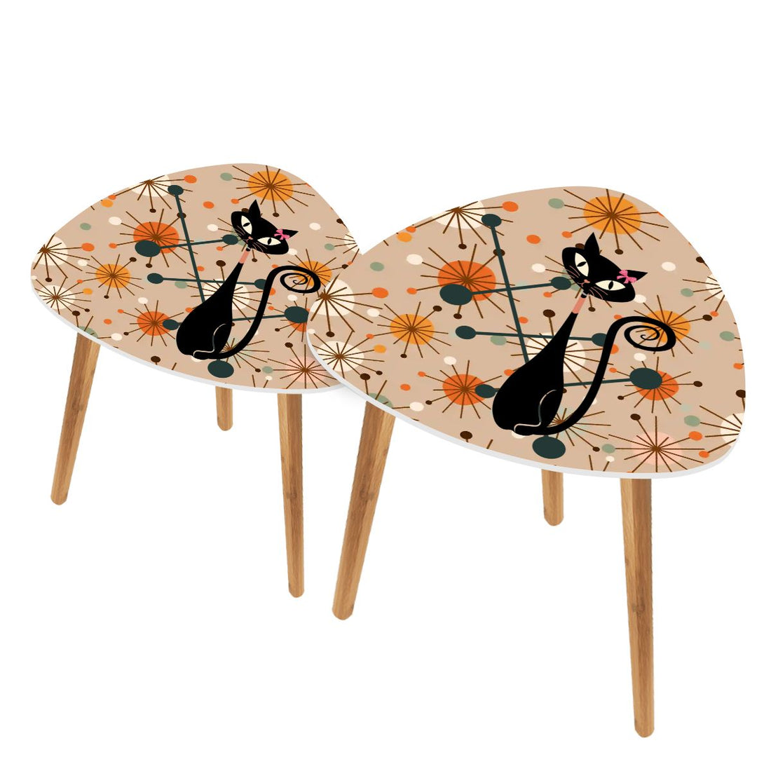 Kate McEnroe New York Atomic Kitschy Cat Retro 50s Starburst Nesting Side TablesNesting TablesnxPuGdKThxGIn