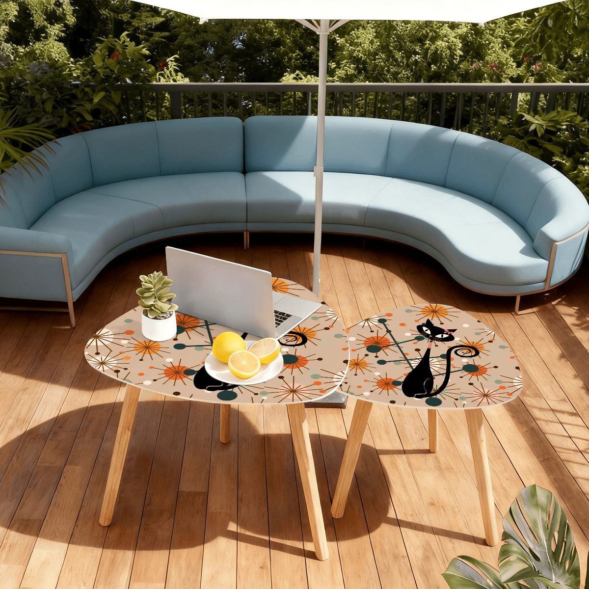 Kate McEnroe New York Atomic Kitschy Cat Retro 50s Starburst Nesting Side TablesNesting TablesnxPuGdKThxGIn