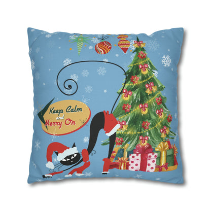 Kate McEnroe New York Atomic Kitschy Cat Retro Christmas Pillow Cover, Mid Century Modern Holiday Decor, Orange, MCM Xmas Cushion Covers Throw Pillow Covers