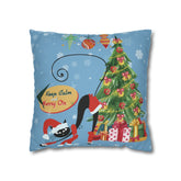 Kate McEnroe New York Atomic Kitschy Cat Retro Christmas Pillow Cover, Mid Century Modern Holiday Decor, Orange, MCM Xmas Cushion CoversThrow Pillow Covers26787956421832633893