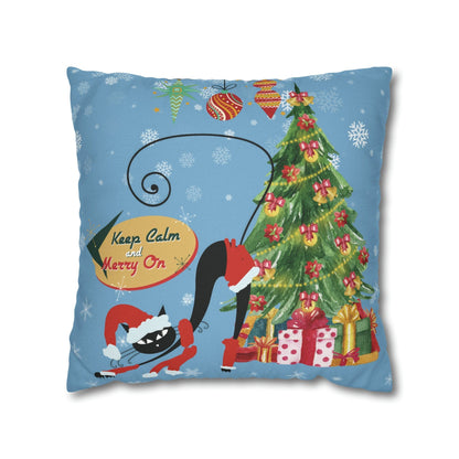 Kate McEnroe New York Atomic Kitschy Cat Retro Christmas Pillow Cover, Mid Century Modern Holiday Decor, Orange, MCM Xmas Cushion CoversThrow Pillow Covers26787956421832633893