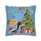 Kate McEnroe New York Atomic Kitschy Cat Retro Christmas Pillow Cover, Mid Century Modern Holiday Decor, Orange, MCM Xmas Cushion CoversThrow Pillow Covers26787956421832633893