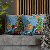 Kate McEnroe New York Atomic Kitschy Cat Retro Christmas Pillow Cover, Mid Century Modern Holiday Decor, Orange, MCM Xmas Cushion CoversThrow Pillow Covers26787956421832633893