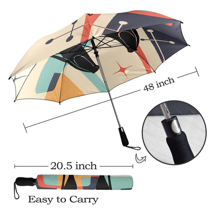 interestprint Atomic Kitschy Cat Retro Semi-Automatic Foldable Umbrella Umbrellas One Size D2842154
