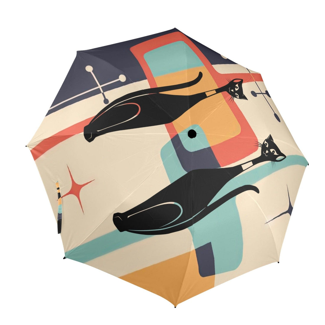 interestprint Atomic Kitschy Cat Retro Semi-Automatic Foldable Umbrella Umbrellas One Size D2842154