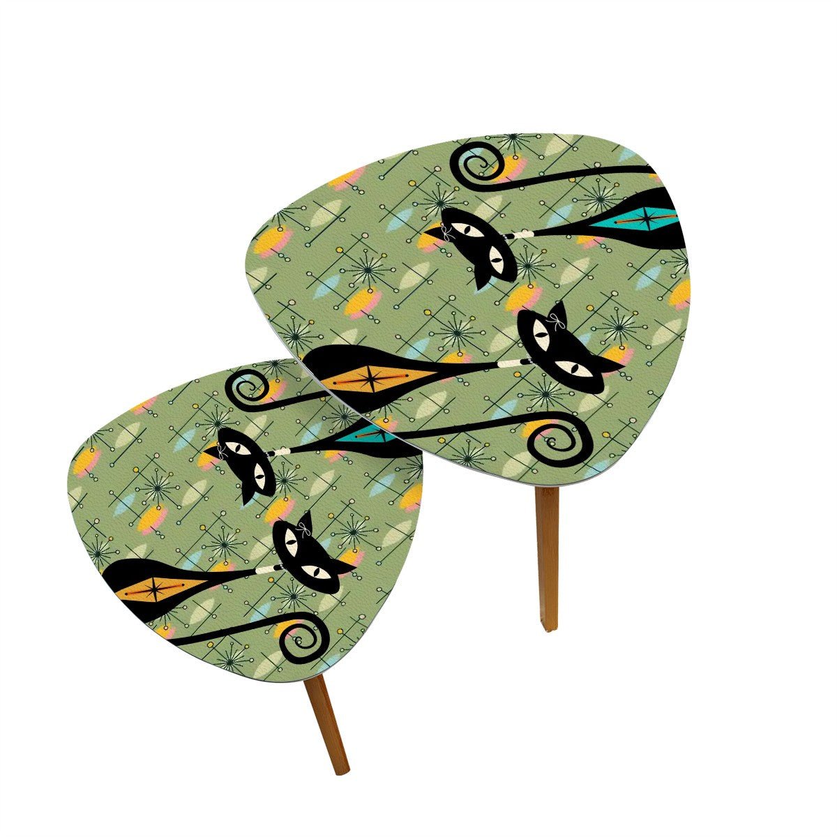 Kate McEnroe New York Atomic Kitschy Cat Sputnik Nesting Tables, Mid Century Modern Starburst Accent Set, 50s Retro MCM Side TablesNesting Tables2Fq7I8LvMu