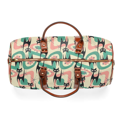 Kate McEnroe New York Atomic Kitschy Cat Travel Bag, Mid Century Modern Retro Geometric Starburst Weekender Carry on BagDuffel Bags16848540604138601256