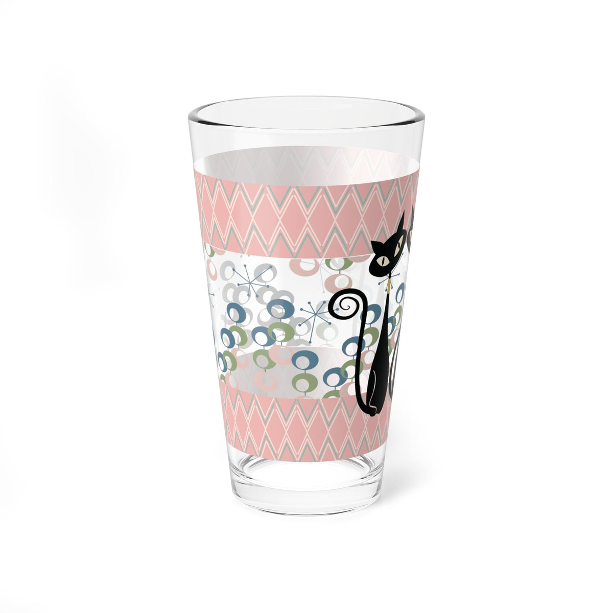 Kate McEnroe New York Atomic Kitschy Cat Trio Pint Glass, Retro Mid Century Modern Drinkware, Vintage Style BarwarePint Glasses27157435526004708384