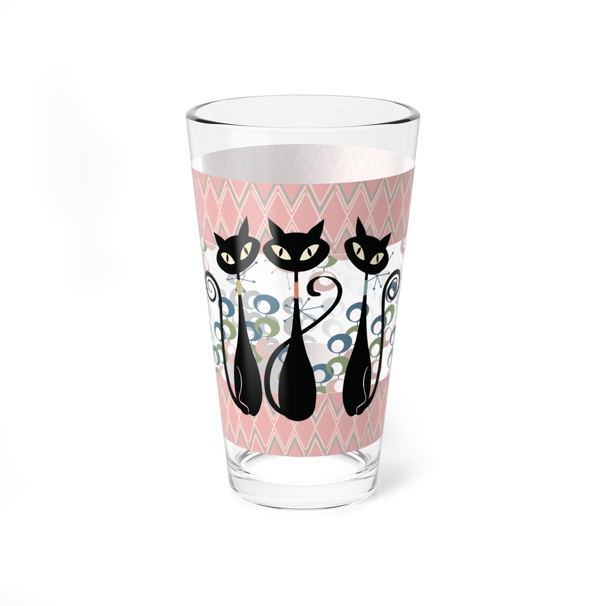 Kate McEnroe New York Atomic Kitschy Cat Trio Pint Glass, Retro Mid Century Modern Drinkware, Vintage Style BarwarePint Glasses27157435526004708384