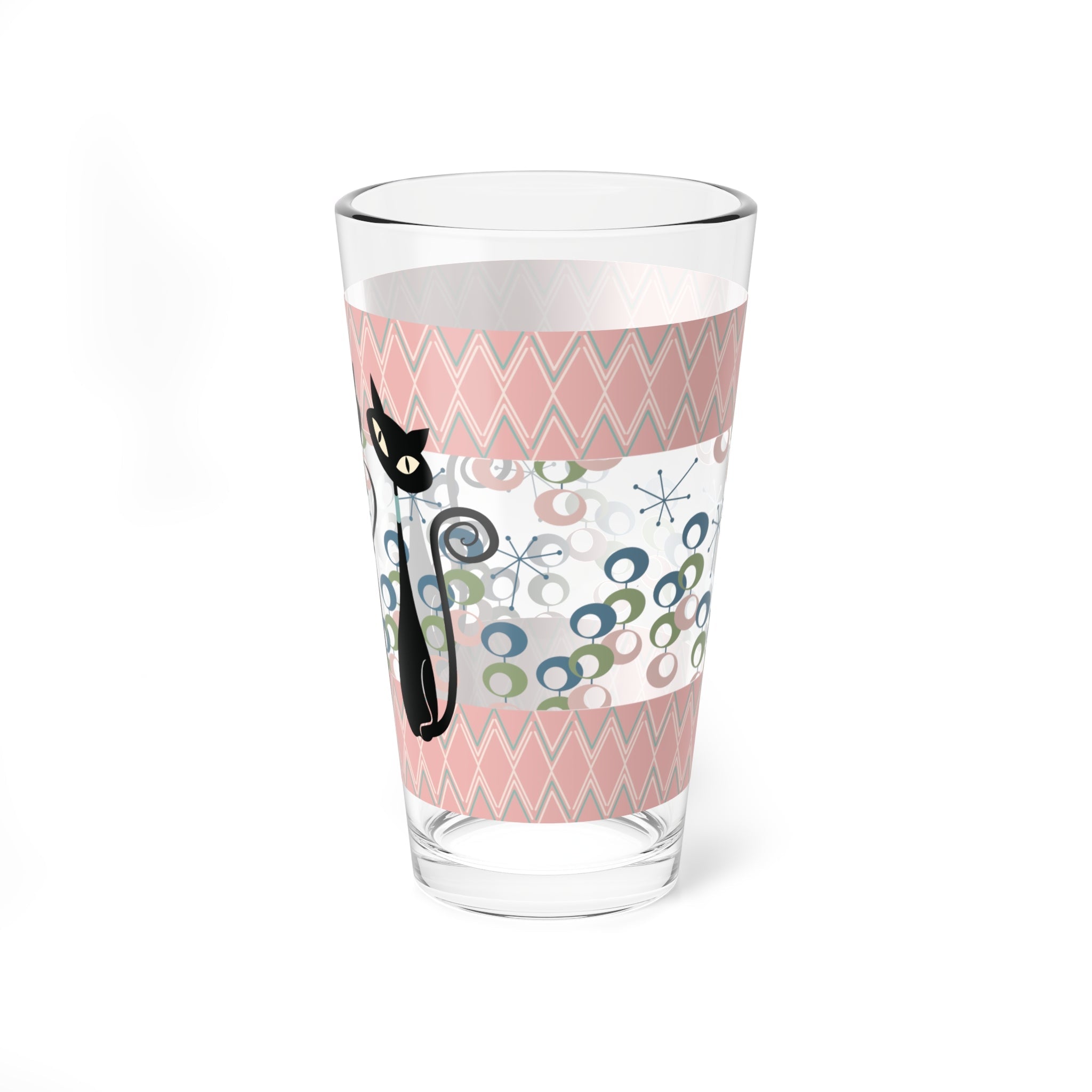 Kate McEnroe New York Atomic Kitschy Cat Trio Pint Glass, Retro Mid Century Modern Drinkware, Vintage Style BarwarePint Glasses27157435526004708384