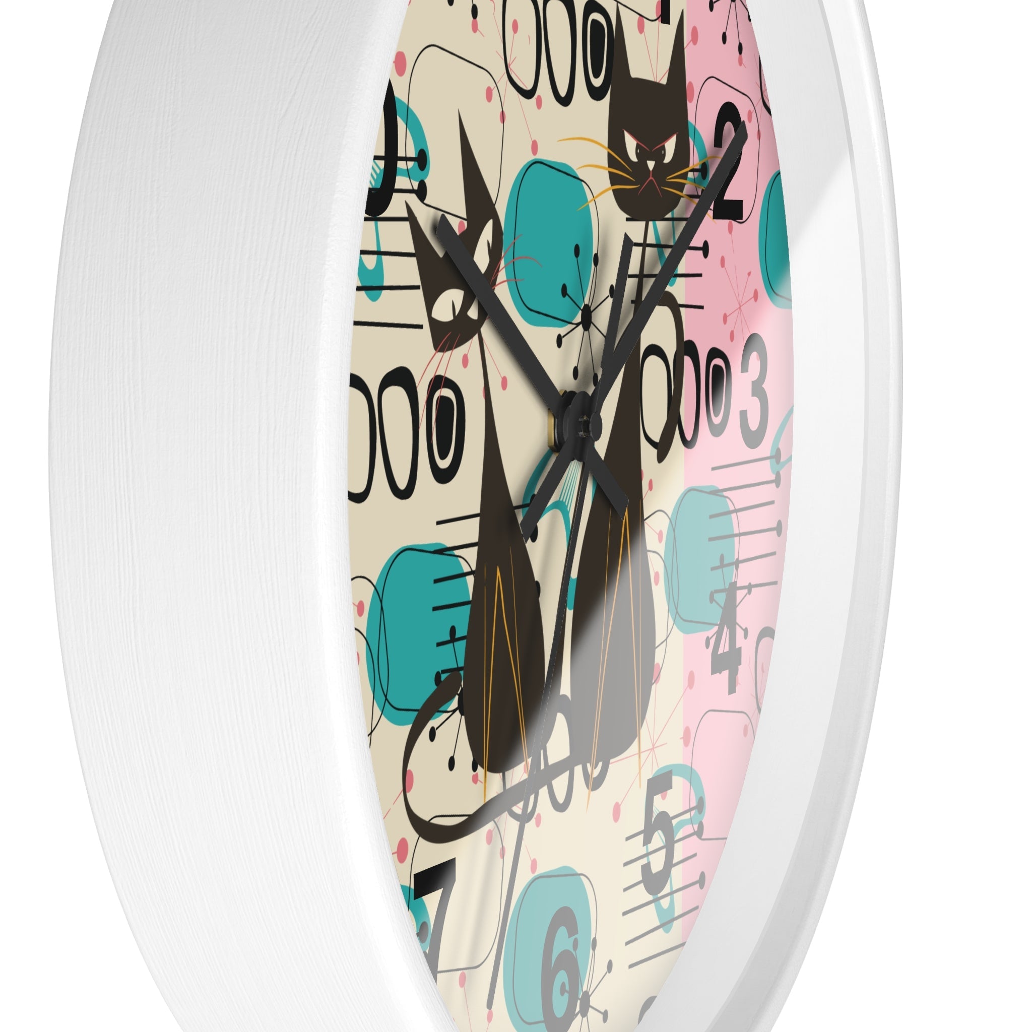 Kate McEnroe New York Atomic Kitschy Cat Wall Clock, Mid Century Modern Retro Wall DecorWall Clocks13239521451965325922