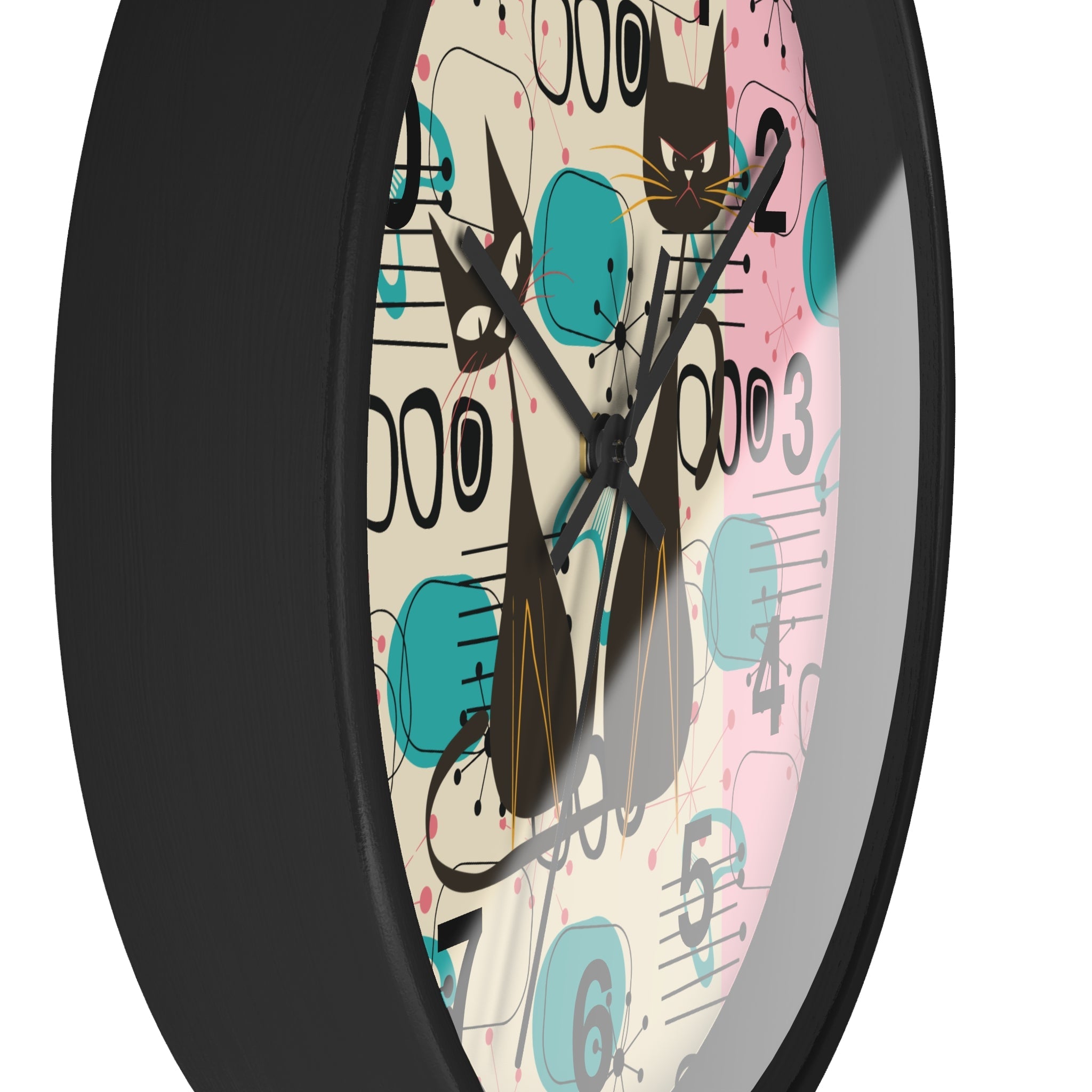Kate McEnroe New York Atomic Kitschy Cat Wall Clock, Mid Century Modern Retro Wall DecorWall Clocks13239521451965325922