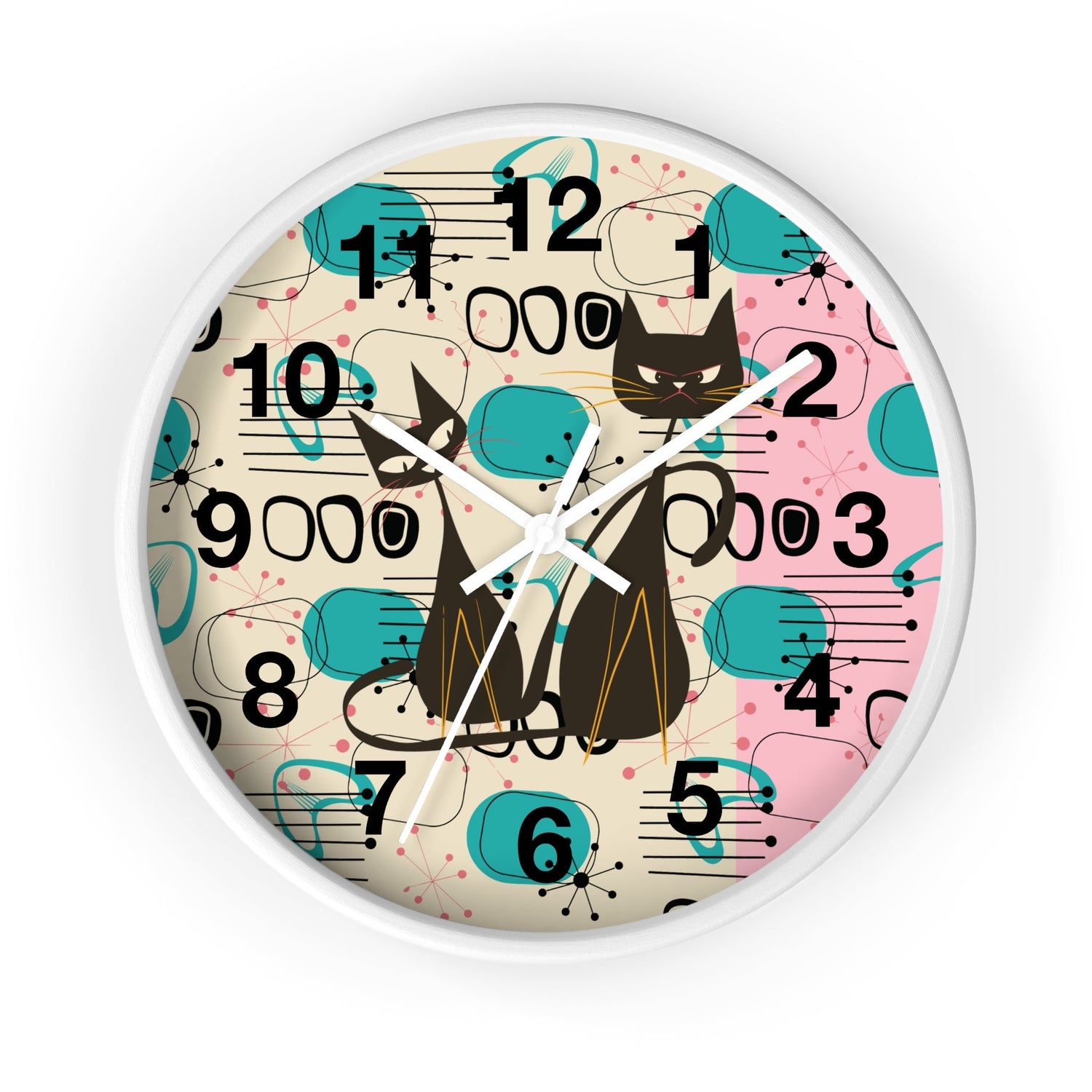 Kate McEnroe New York Atomic Kitschy Cat Wall Clock, Mid Century Modern Retro Wall DecorWall Clocks15909677389752498360