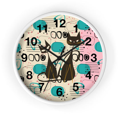 Kate McEnroe New York Atomic Kitschy Cat Wall Clock, Mid Century Modern Retro Wall DecorWall Clocks26755539166529420237