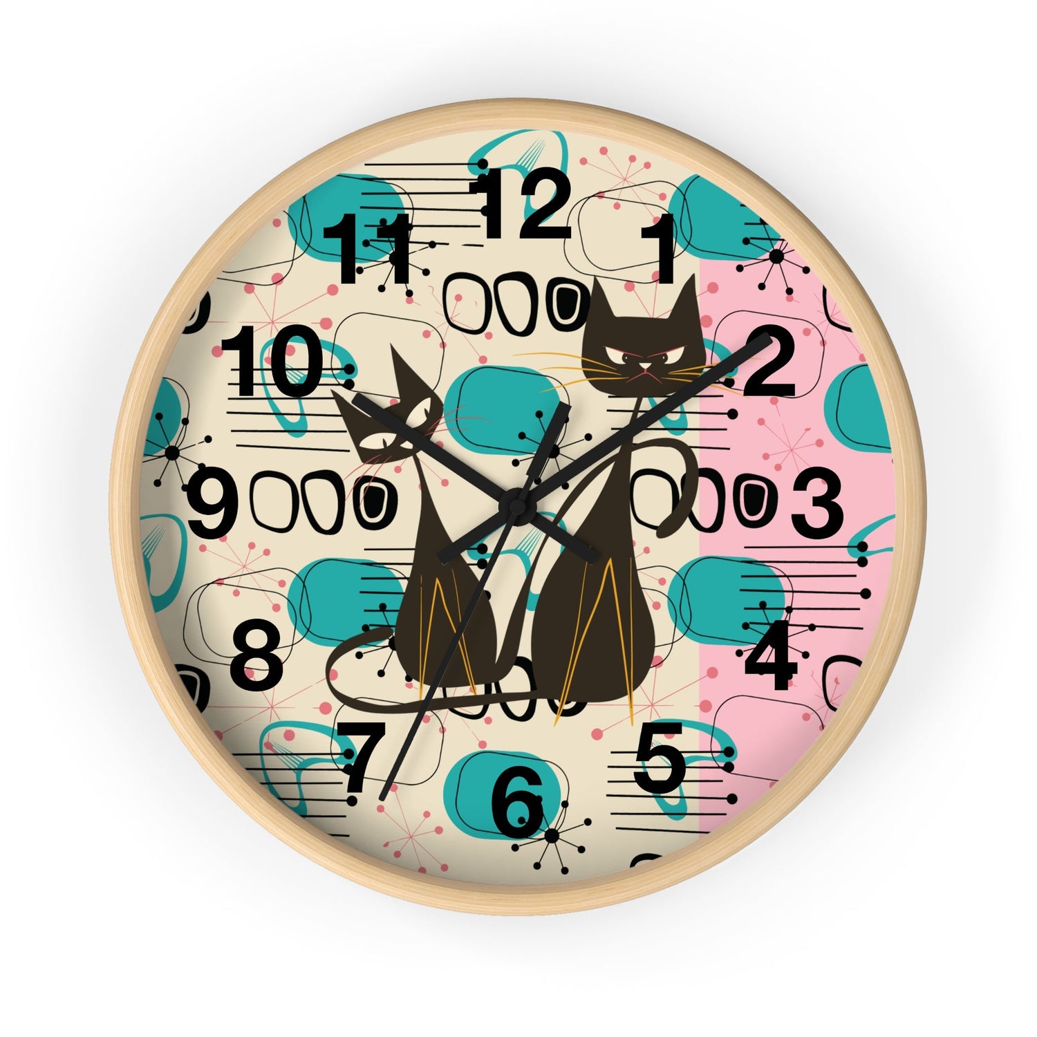 Kate McEnroe New York Atomic Kitschy Cat Wall Clock, Mid Century Modern Retro Wall DecorWall Clocks33580336598882262743