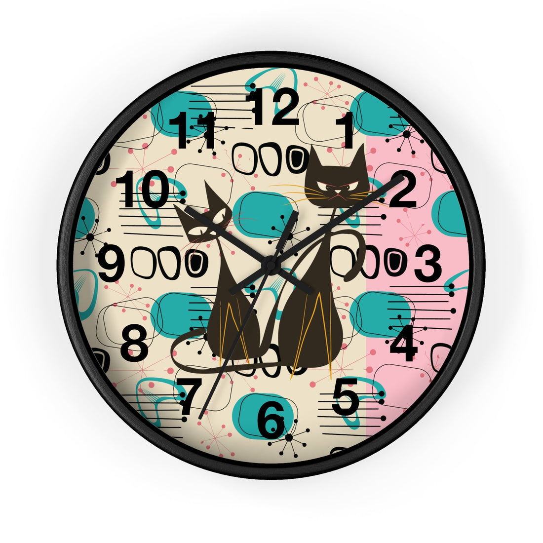 Kate McEnroe New York Atomic Kitschy Cat Wall Clock, Mid Century Modern Retro Wall DecorWall Clocks61165339966305612367