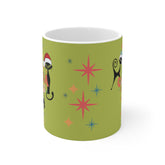 Kate McEnroe New York Atomic Kitschy Christmas Cats Mug - Mid Century Modern Starburst Boho Holiday Drinkware - Hot Cocoa VibesMugs29775003130618473958