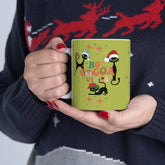 Kate McEnroe New York Atomic Kitschy Christmas Cats Mug - Mid Century Modern Starburst Boho Holiday Drinkware - Hot Cocoa VibesMugs29775003130618473958