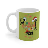 Kate McEnroe New York Atomic Kitschy Christmas Cats Mug - Mid Century Modern Starburst Boho Holiday Drinkware - Hot Cocoa VibesMugs29775003130618473958