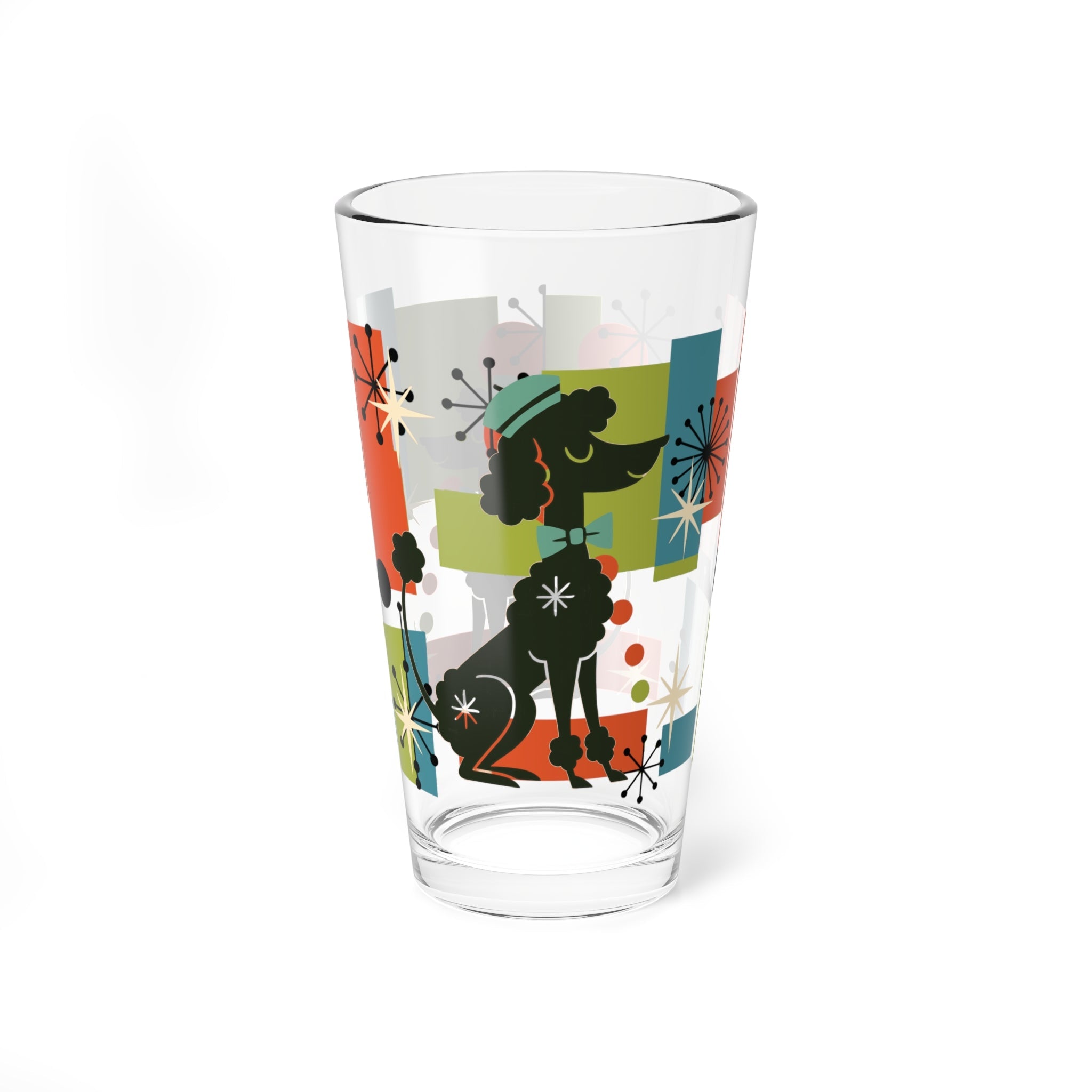 Kate McEnroe New York Atomic Kitschy Poodle Cocktail Barware, 50s Mid Century Modern Retro Pint Glass, MCM Starburst Mod Dog DrinkwarePint Glasses79011372823341542105