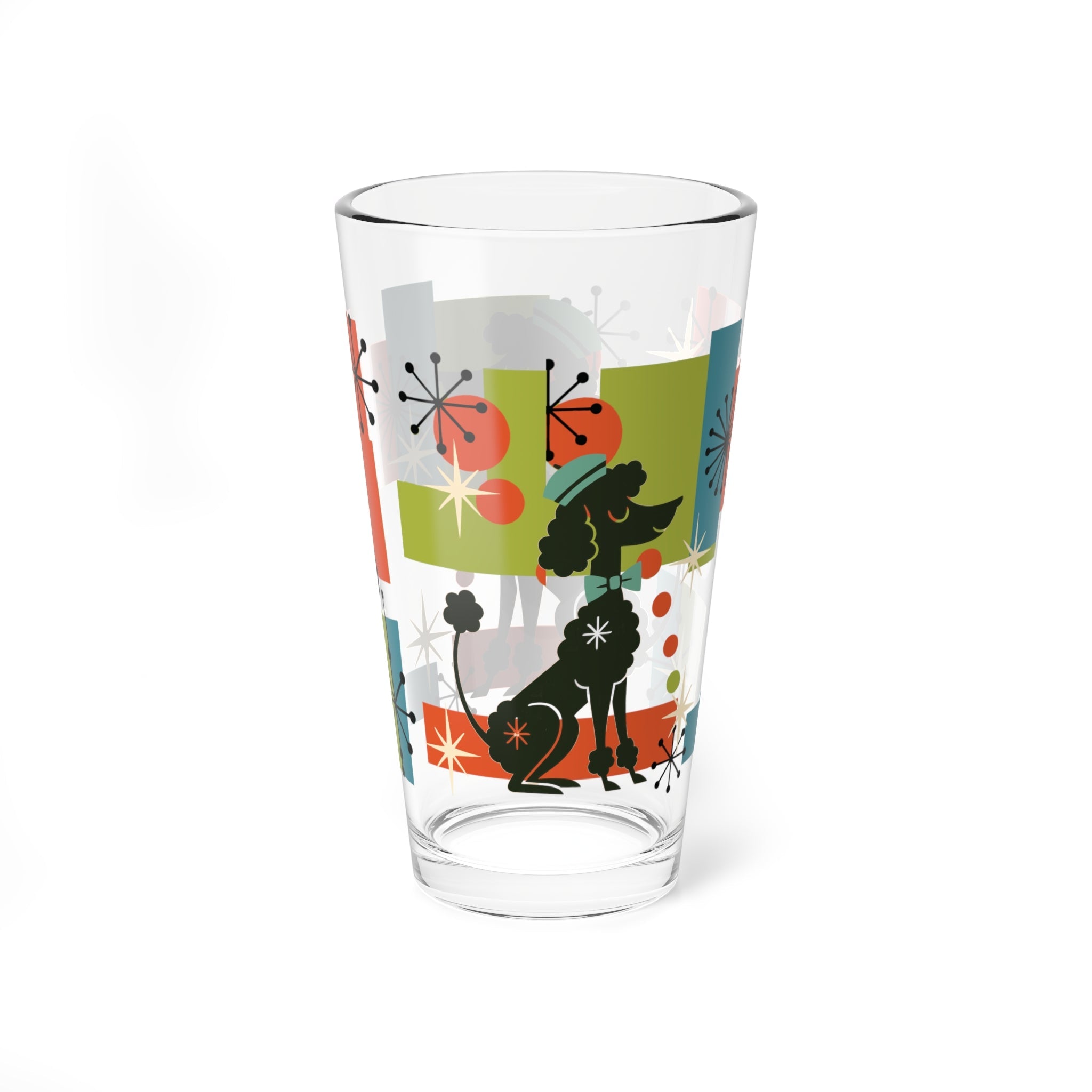 Kate McEnroe New York Atomic Kitschy Poodle Cocktail Barware, 50s Mid Century Modern Retro Pint Glass, MCM Starburst Mod Dog DrinkwarePint Glasses79011372823341542105