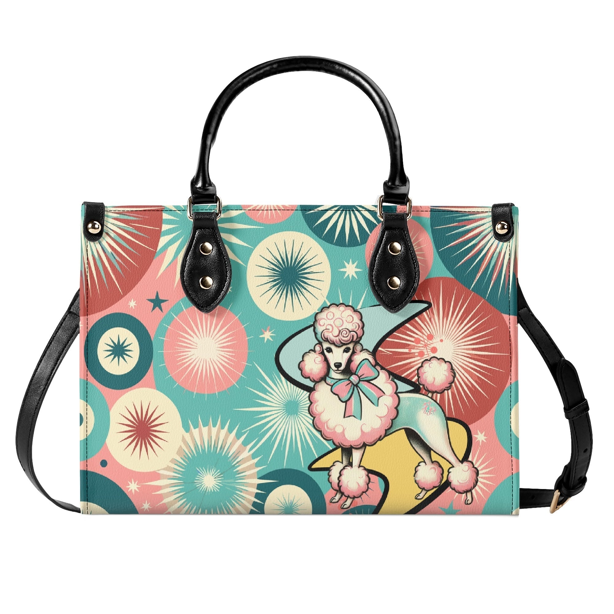 Kate McEnroe New York Atomic Kitschy Poodle Retro Handbag, Mid Century Modern Starburst 50s PurseHandbagsNKQ4EE1N - 1