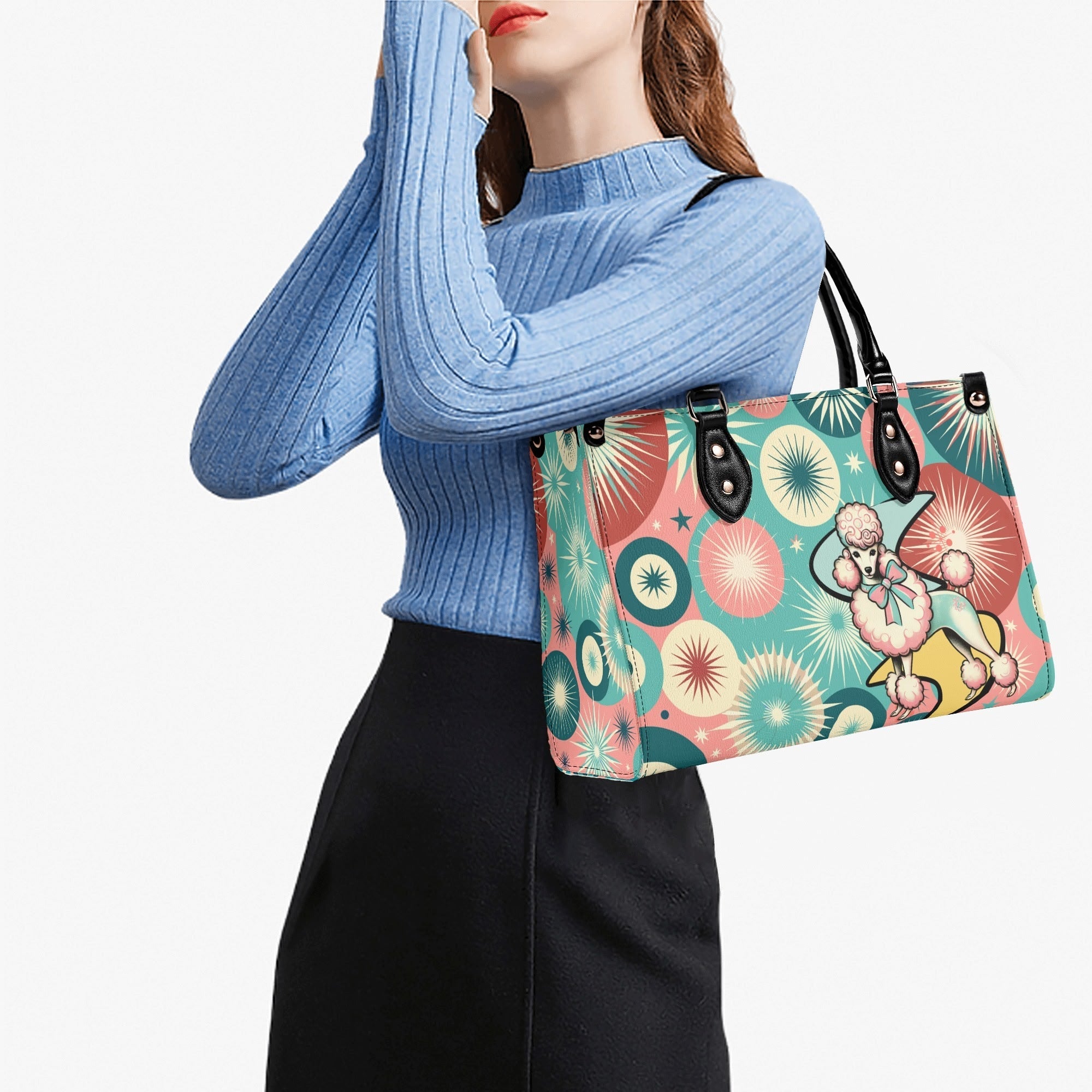 Kate McEnroe New York Atomic Kitschy Poodle Retro Handbag, Mid Century Modern Starburst 50s PurseHandbagsNKQ4EE1N - 1