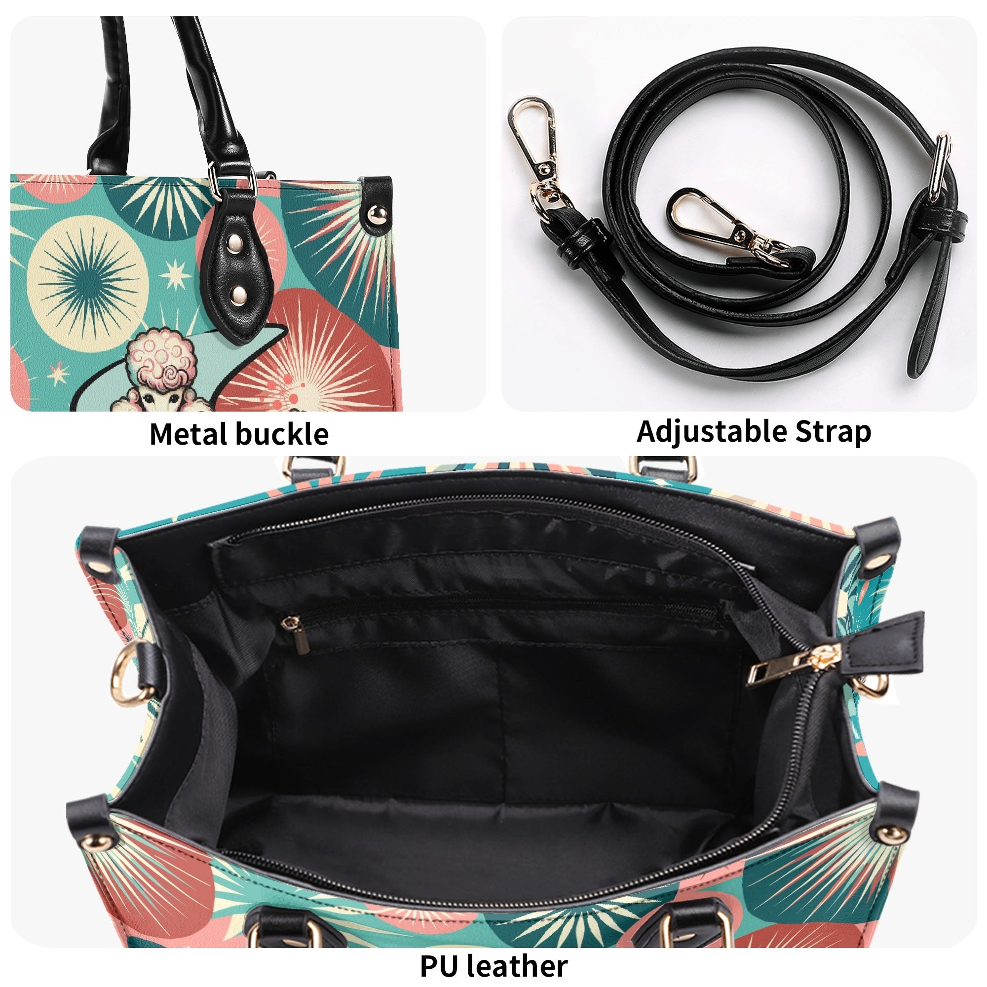 Kate McEnroe New York Atomic Kitschy Poodle Retro Handbag, Mid Century Modern Starburst 50s PurseHandbagsNKQ4EE1N - 1