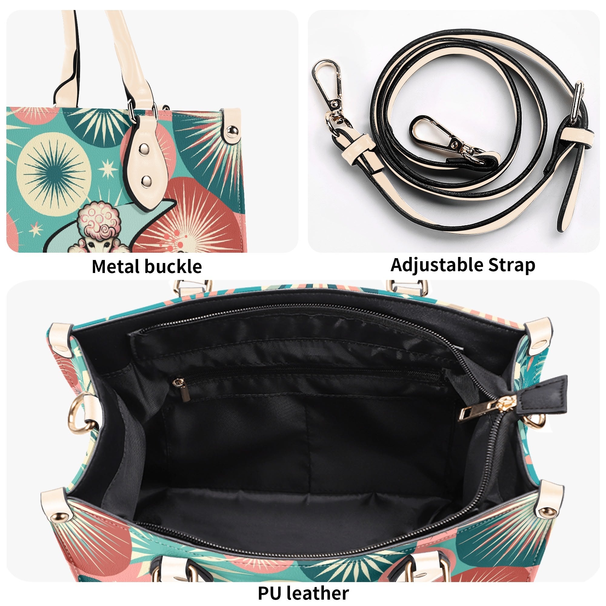 Kate McEnroe New York Atomic Kitschy Poodle Retro Handbag, Mid Century Modern Starburst 50s PurseHandbagsNKQ4EE1N - 1