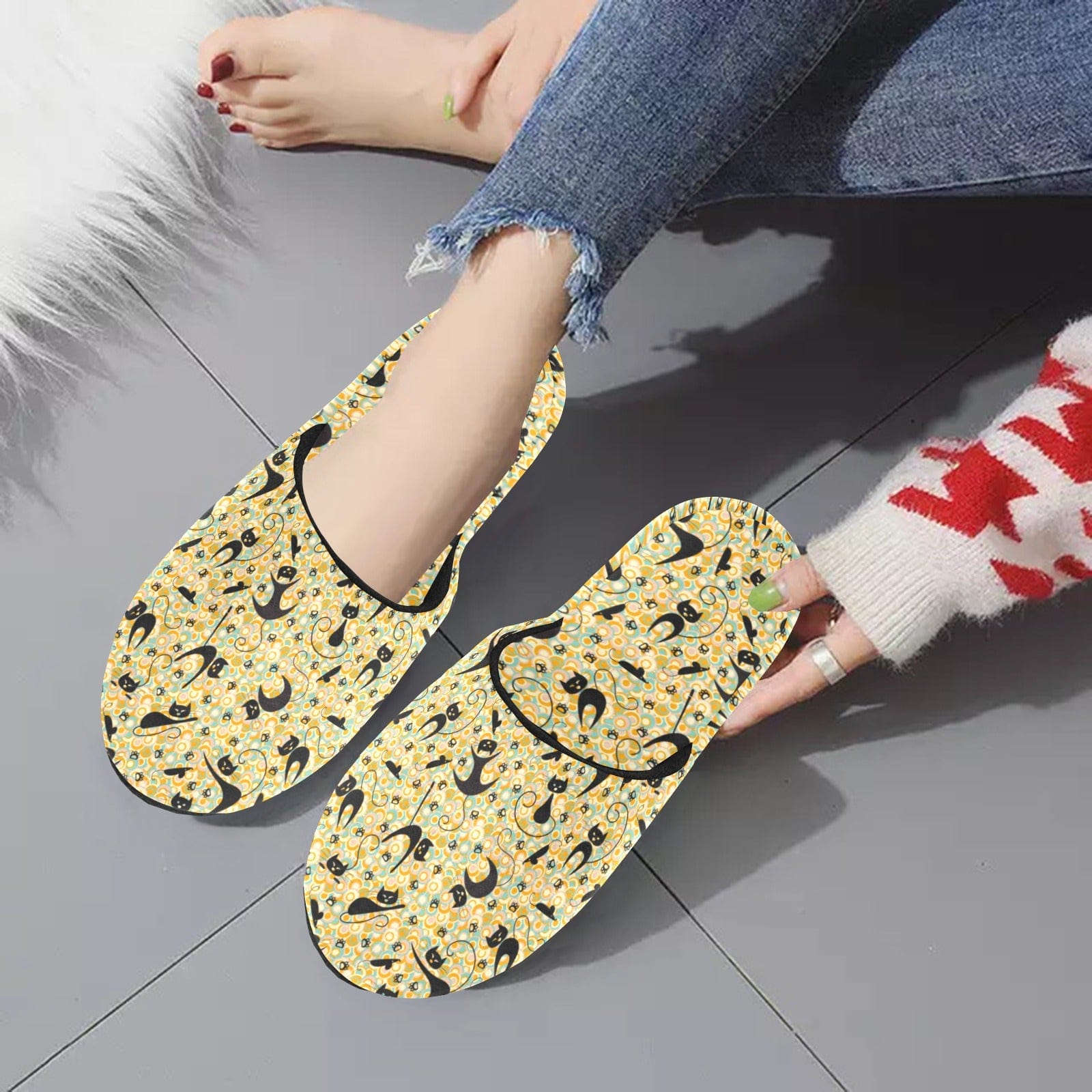 Kate McEnroe New York Atomic Kitties Mid Mod Geometric Bedroom Slippers - 581623SlippersD2855555