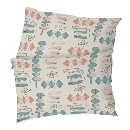 Kate McEnroe New York Atomic Mid Century Modern Pillowcase, Retro Geometric Pink Teal BeddingPillowcases1250