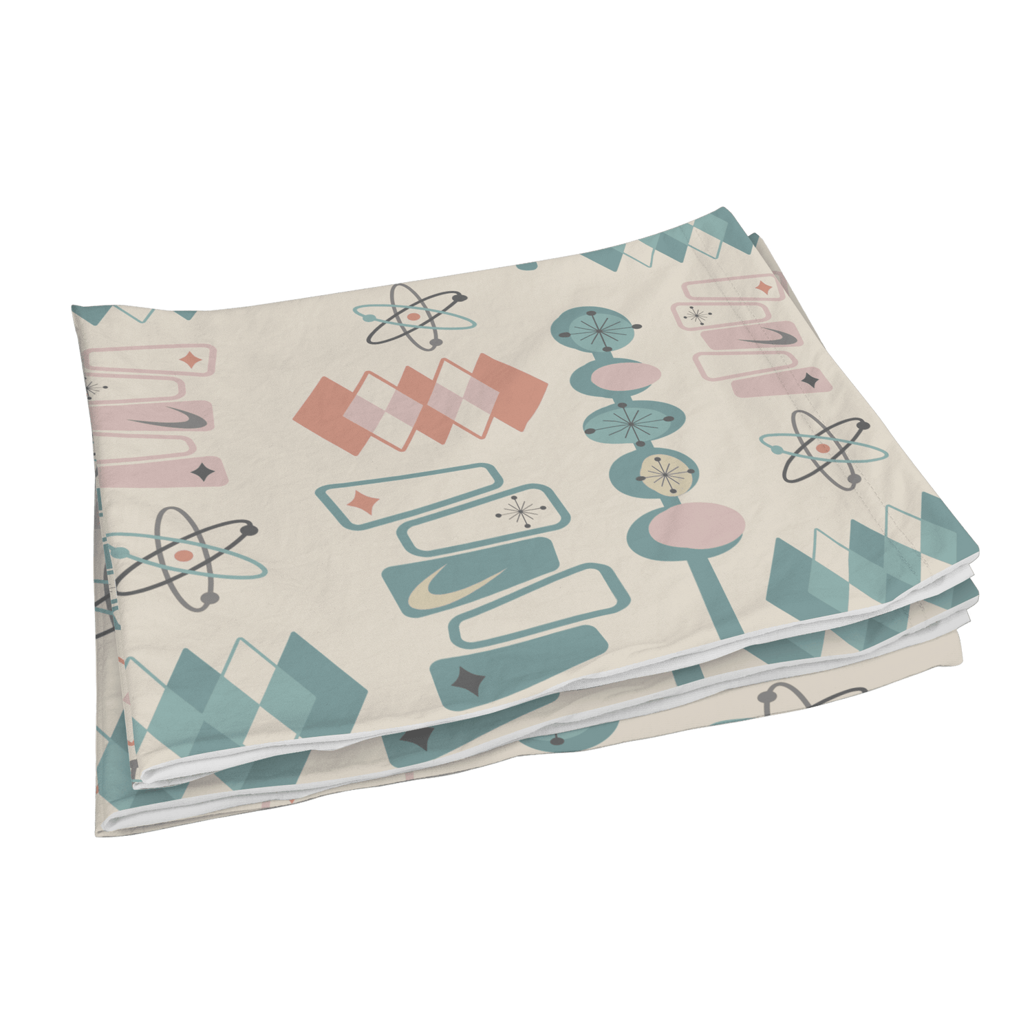 Kate McEnroe New York Atomic Mid Century Modern Pillowcase, Retro Geometric Pink Teal BeddingPillowcases1250