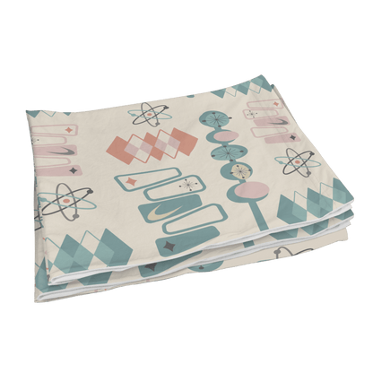 Kate McEnroe New York Atomic Mid Century Modern Pillowcase, Retro Geometric Pink Teal BeddingPillowcases1250