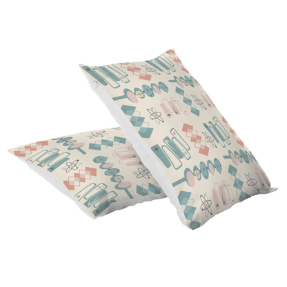 Kate McEnroe New York Atomic Mid Century Modern Pillowcase, Retro Geometric Pink Teal BeddingPillowcases1250