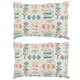 Kate McEnroe New York Atomic Mid Century Modern Pillowcase, Retro Geometric Pink Teal BeddingPillowcases1250
