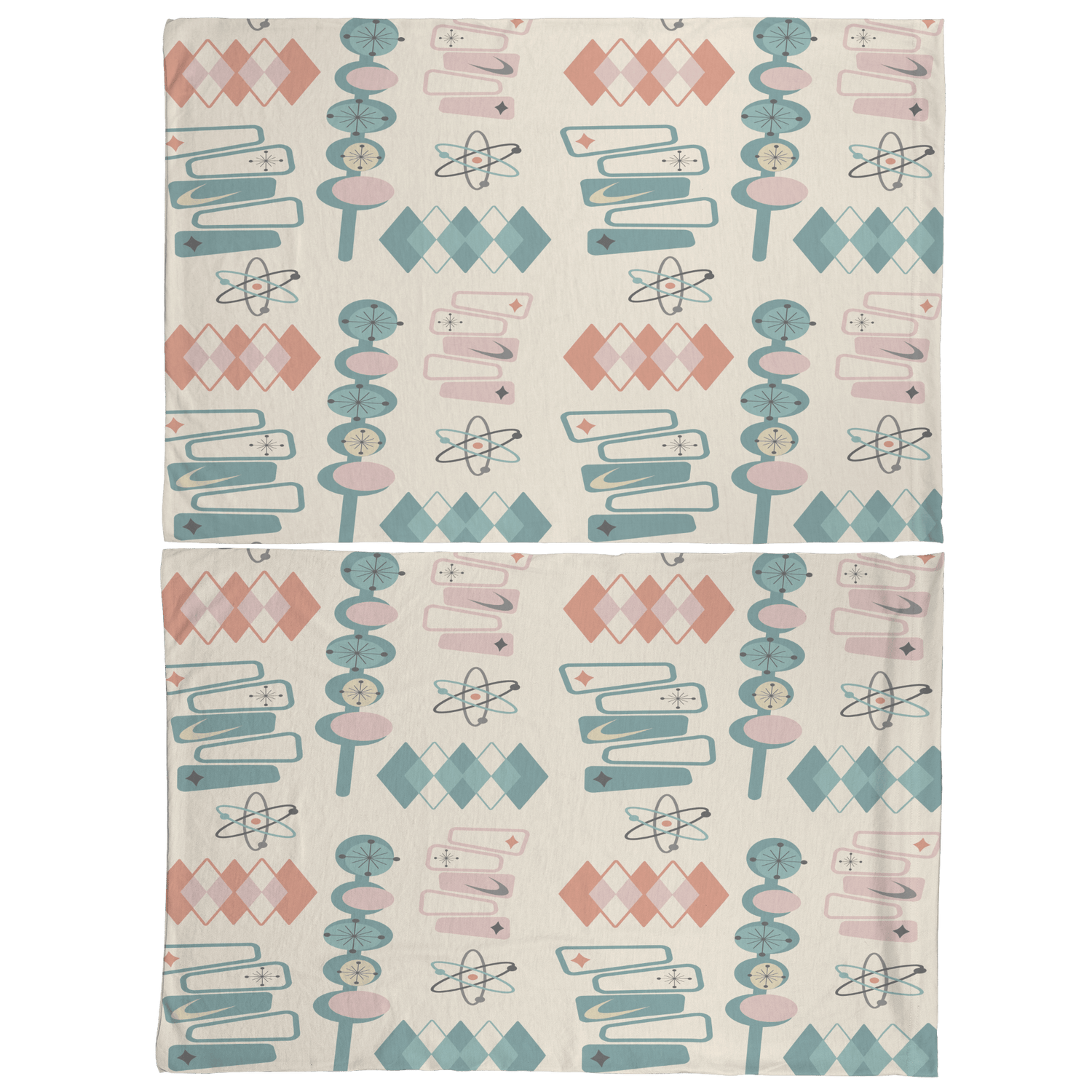 Kate McEnroe New York Atomic Mid Century Modern Pillowcase, Retro Geometric Pink Teal BeddingPillowcases1250