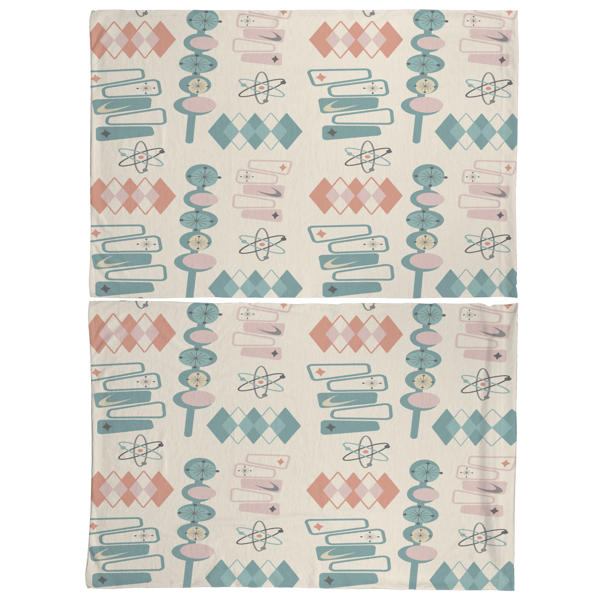 Kate McEnroe New York Atomic Mid Century Modern Pillowcase, Retro Geometric Pink Teal BeddingPillowcases1250