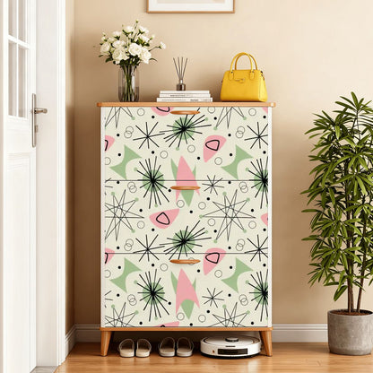 Kate McEnroe New York Atomic Mid Century Modern Shoe Cabinet, Retro Geometric Entryway Organizer, MCM Starburst Storage UnitShoe Storage2FeY50oceC