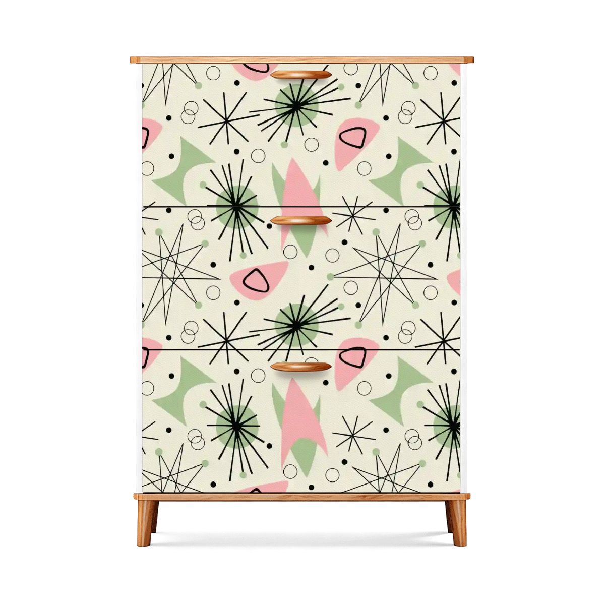Kate McEnroe New York Atomic Mid Century Modern Shoe Cabinet, Retro Geometric Entryway Organizer, MCM Starburst Storage UnitShoe Storage2FeY50oceC