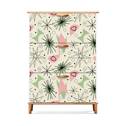 Kate McEnroe New York Atomic Mid Century Modern Shoe Cabinet, Retro Geometric Entryway Organizer, MCM Starburst Storage UnitShoe Storage2FeY50oceC