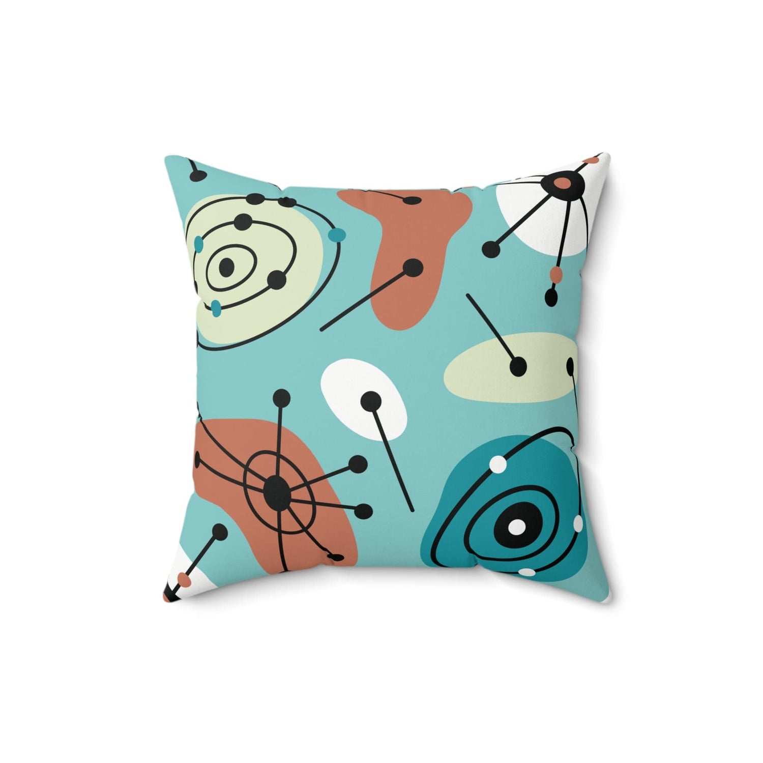 Kate McEnroe New York Atomic Mid Century Modern Throw Pillow, Retro Aqua Blue Cushion, MCM Sofa AccentThrow Pillows23704118698328602489