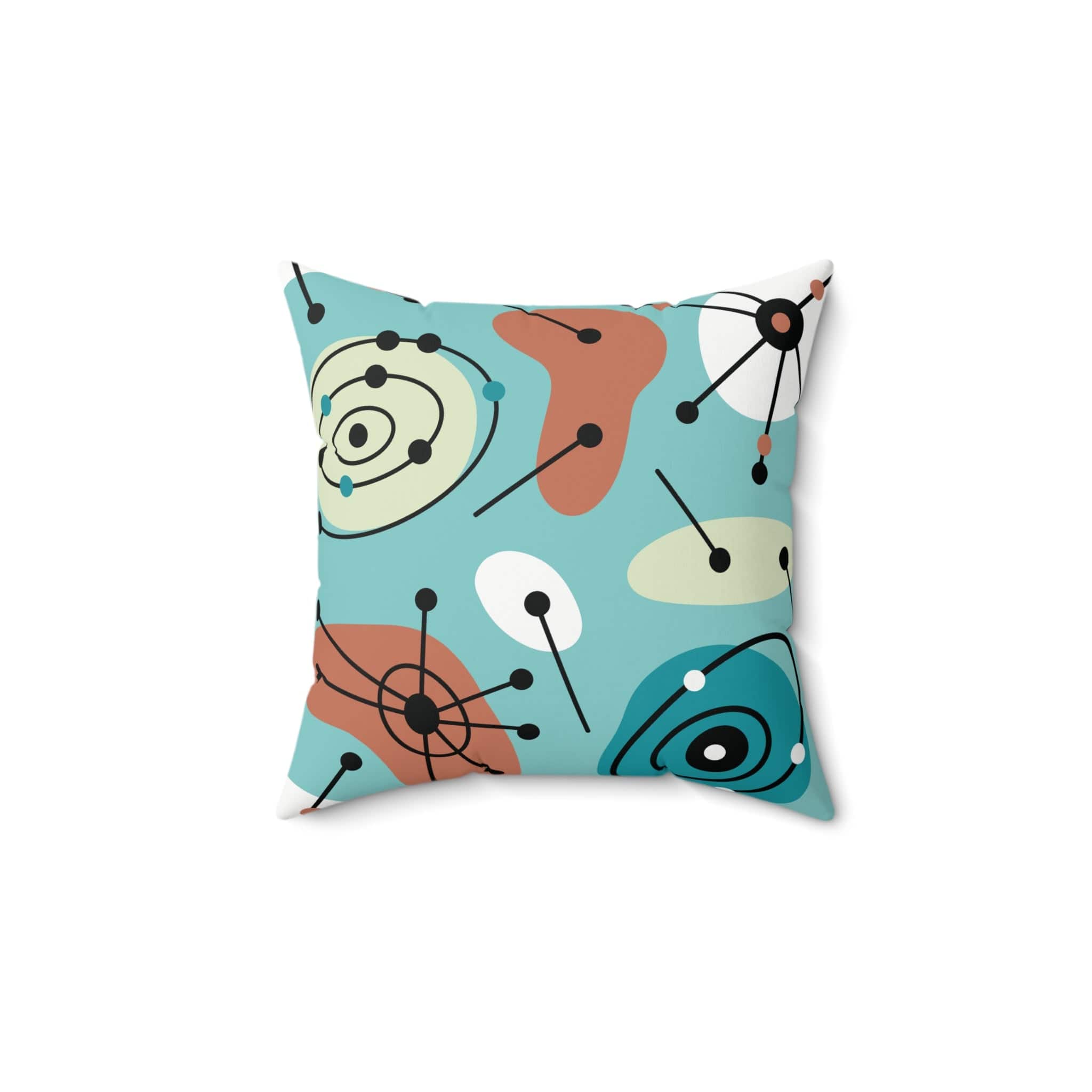 Kate McEnroe New York Atomic Mid Century Modern Throw Pillow, Retro Aqua Blue Cushion, MCM Sofa AccentThrow Pillows23704118698328602489