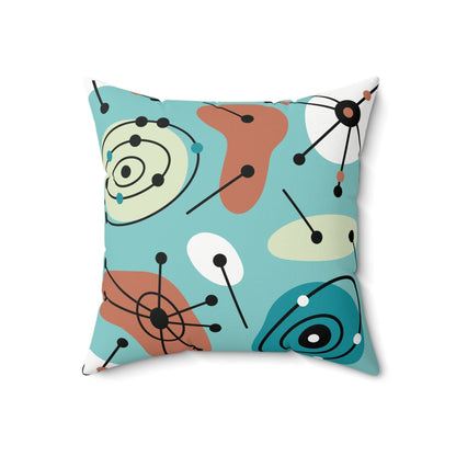 Kate McEnroe New York Atomic Mid Century Modern Throw Pillow, Retro Aqua Blue Cushion, MCM Sofa AccentThrow Pillows23704118698328602489