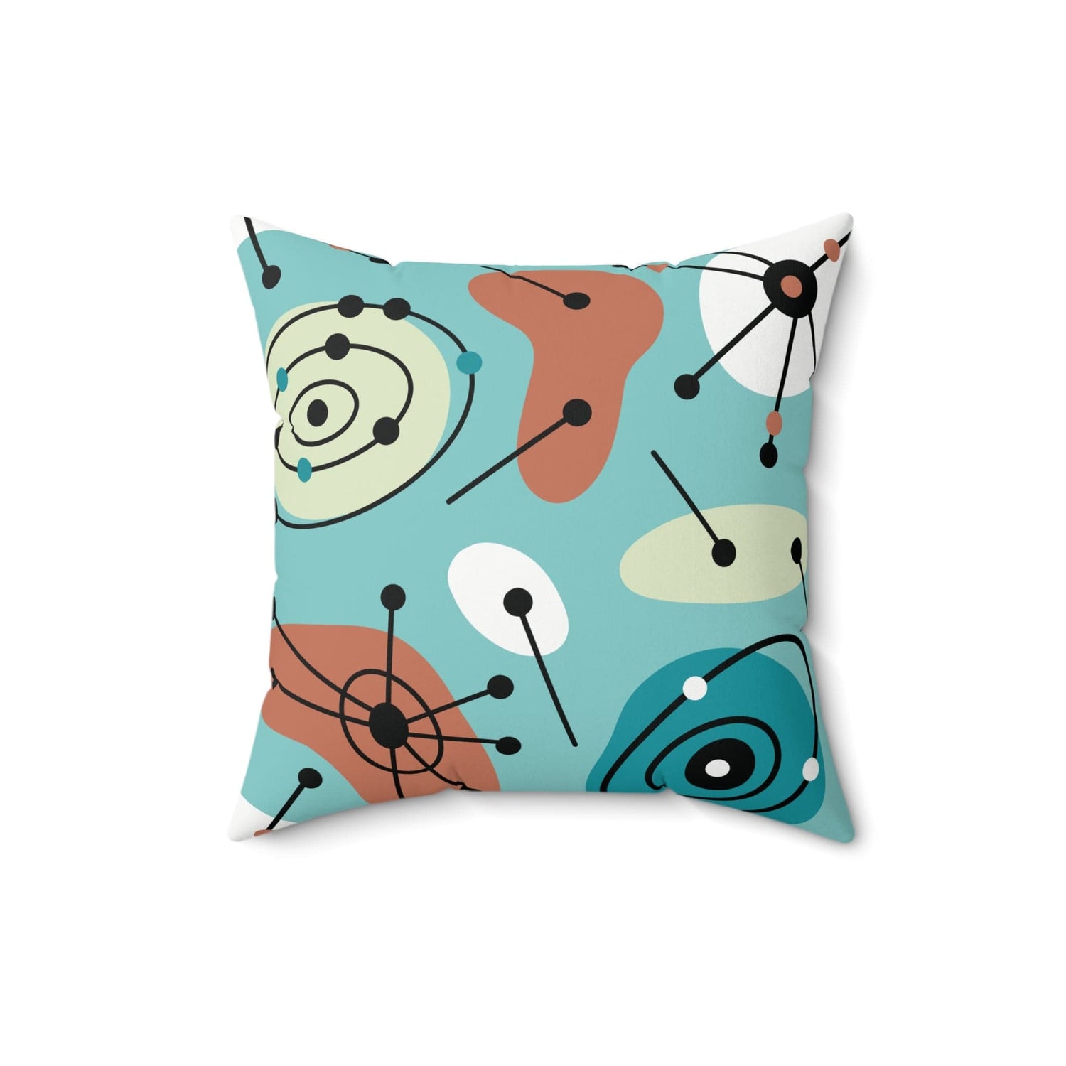 Kate McEnroe New York Atomic Mid Century Modern Throw Pillow, Retro Aqua Blue Cushion, MCM Sofa AccentThrow Pillows23704118698328602489