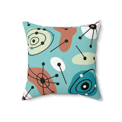 Kate McEnroe New York Atomic Mid Century Modern Throw Pillow, Retro Aqua Blue Cushion, MCM Sofa AccentThrow Pillows46260905307595325149