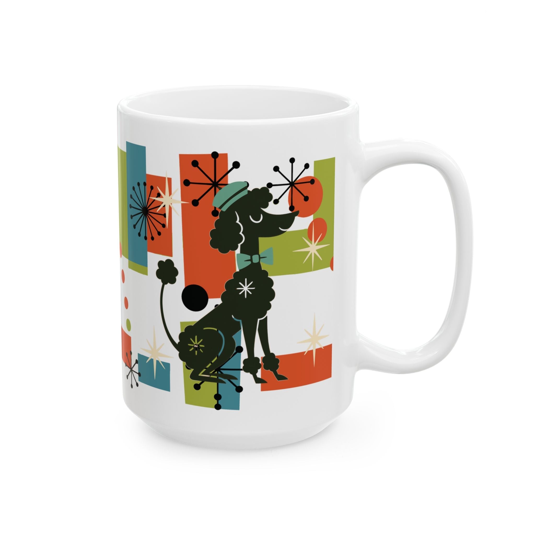 Kate McEnroe New York Atomic Poodle Coffee Mug, Retro MCM Starburst Mid Century ModernMugs10036245343245797338