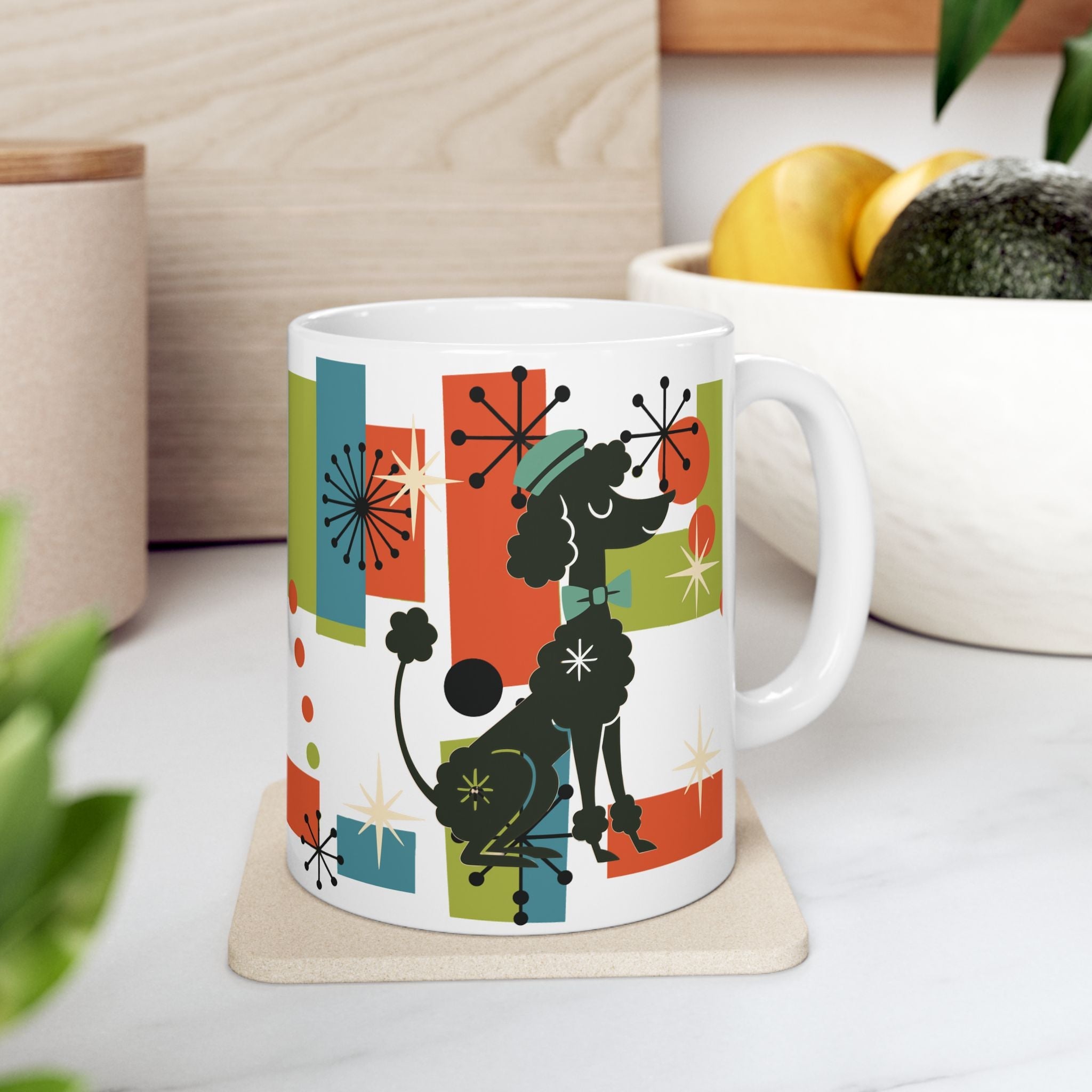 Kate McEnroe New York Atomic Poodle Coffee Mug, Retro MCM Starburst Mid Century ModernMugs28900786853722092421