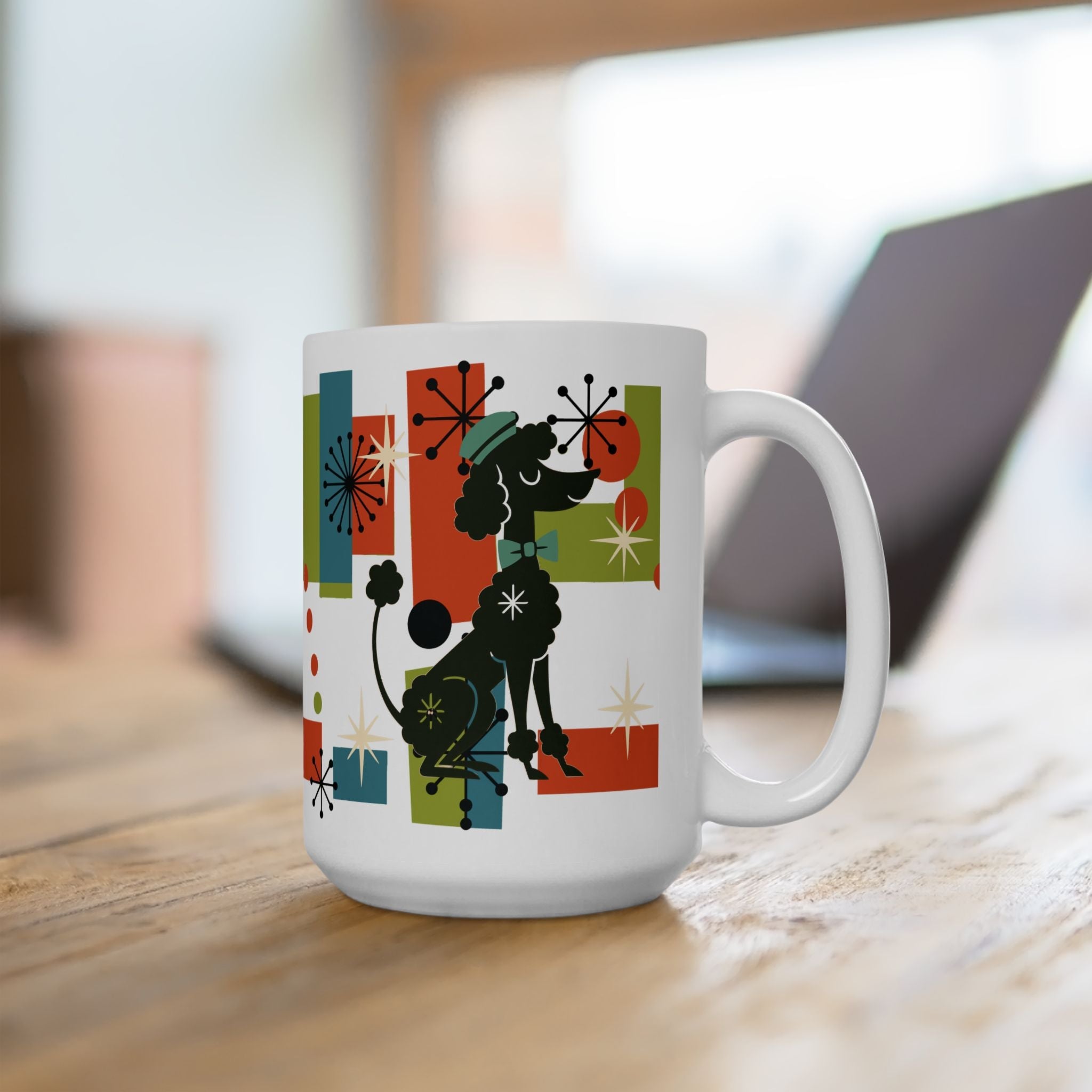Kate McEnroe New York Atomic Poodle Coffee Mug, Retro MCM Starburst Mid Century ModernMugs28900786853722092421